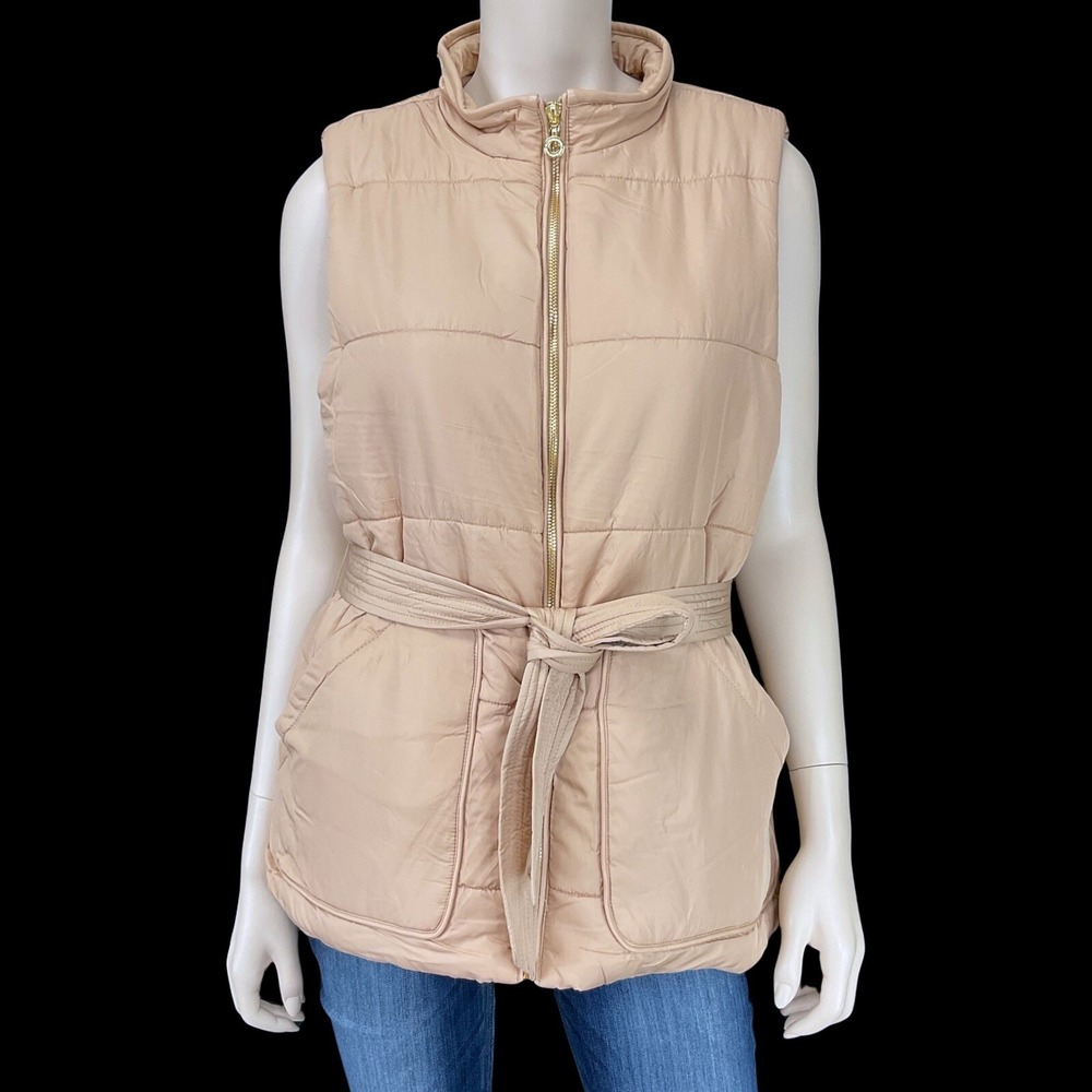 Marc New York Vest Women Medium Tan Full Zip Andrew Marc NWOT